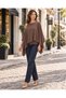 Women's Brown 95% Viscose 2-Piece Boat Neck Sleeve Draped Cape Blouse - 2