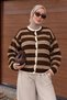 Crew Neck Striped Knitwear Cardigan Tsd260284 Mink - 3