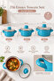 6 piece enamel pot set - 12/14/16 cm blue 3-piece pot set with glass lid - 3