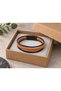 Ferlano Blueflame Orange Navy Blue Leather Men's Bracelet - with Contrast Weave Detail - 3