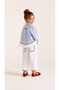 Girl's Special Design Striped Ruffle Detailed Shirt and Pants Set - 2