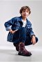 Non-Slip Lightweight Waterproof Sole Belt Detail Short Zippered Girls Boys Winter Boots - 5