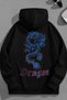 Unisex 3 Thread Cotton Black Bluedragon Print Loose Fit Sweatshirt Hoodie