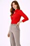 Long Sleeve Shirt with Buttons, Classic Collar, Suitable for Casual and Office Wear - Red - 3