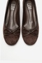 Leslie Brown Suede Bow Women's Thick Heeled Shoes - 4