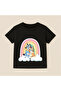 Bluey Rainbow Cloud Printed Kids T-Shirt 100% Cotton Black