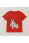 Bluey Family Walk Printed Kids T-Shirt 100% Cotton Red