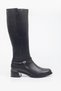 Venüs Genuine Leather Thick Heeled Boots with Elastic Back