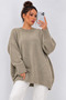 Women's Crew Neck Balloon Sleeve Oversize Knitwear Tunic Sweater 25788 - 4