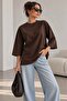 Women's Oversize Modal Blouse with Three-Quarter Sleeves Basic Lnc34 - 4