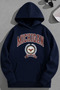 Unisex 3 Thread Cotton Navy Blue Michigan Print Loose Fit Sweatshirt Hoodie