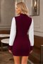 Women's Turtleneck Long Sleeve Sleeves Shirt Fabric Hair Braided Modern Cut Rib Detailed Stylish Elegant Burgundy Knitwear Mini Dress - 3