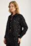 Jean Sequined Fiber Ripped Coat - 2