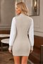Women's Turtleneck Long Sleeve Sleeves Shirt Fabric Hair Braided Modern Cut Rib Detailed Stylish Elegant Beige Knitwear Mini Dress - 3