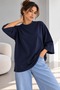 Women's Oversize Modal Blouse with Three-Quarter Sleeves Basic Lnc34