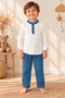 Boy's Muslin Long Sleeve Shirt and Pants 2-Piece Set