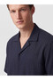 Southblue Navy Blue Regular Fit Striped Linen Blend Men's Shirt - 3