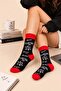 Mathematical Formulas Patterned Black Red Unisex Socks - 3