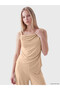 Vizyon New Season Beige Draped Collar Asymmetrical Cut Gathered Blouse