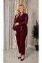 Women's Plus Size Burgundy Evening Dress Set Double Breasted Collar Hzl26S-Trv15041 - 3