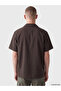 Brown Standard Fit Linen-Look Men's Shirt - 5