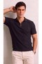 Men's Short Sleeve Half Zipper Ribbed Slim T-Shirt
