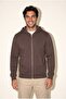 Men's Brown 6202 Hooded 3 Thread Sweatshirt