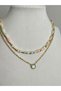 Serenay Double Necklace (Steel Necklace and Colorful Stone Bone Bead Necklace)