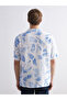 Lcw Vision Blue Regular Fit Resort Collar Short Sleeve Patterned Men's Shirt - 4