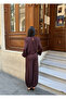Women's Brown Padded Asymmetrical Blouse with Elastic Waist and Pockets, Shalwar Trousers, Two-Piece Set - 6