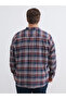 Burgundy Regular Fit Long Sleeve Plaid Men's Shirt from Plus-Store - 4