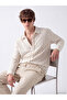 Xside Beige Standard Fit Striped Men's Shirt
