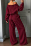 Women's Low-Cut V-Neck Crop Sweat - Sweatpants Set - 3