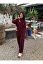 Women's V-Piping Detailed Zippered Double Suit with Drawstring Waist and Wide-Legged Trousers