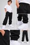 Boys' School Sweatpants Black Rubber Cuffed Pockets Daily Comfortable Children's Sweatpants - 3