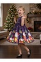 Christmas Festive Girls Pageant Gown – Red, Dark Green, Violet and Green - 3