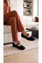 Women's Black Sherpa Furry Buckle Casual Ballerinas 1 cm Byndsharp01 - 7
