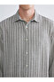 Khaki Regular Fit Striped Men's Shirt - 3
