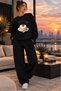 Women's Sweet Vibe Cake Printed Crew Neck Regular Fit Women's Tracksuit Set