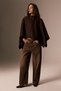 Rojy Women's Sleeveless Wide Cashmere Bitter Brown Poncho - 5