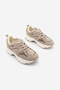 Women's Suede Textured Mesh Detailed Multi-Piece Thick Sole Lace-Up Casual Sneaker Terita Beige Suede - 5