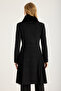 Stand Collar Fur 8 Button Pleated Coat - 5