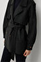 Silvery Fabric Belted Coat - 2