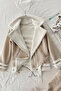 Vintage Coat with Fur Inside and Suede Belt Detail on the Outside