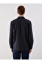 Lcwaikiki Classic Navy Blue Regular Fit Men's Shirt with Dobby Pockets - 4