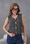 Gray Gold Button Detailed Pocketed Knitwear Vest Aw26Ye0001 - 3