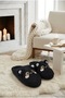 Women's Cat Patterned Plush House Slippers, Soft Fur, Non-Slip Sole, Warm Winter Slippers - 4