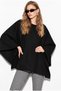 Women's Black Asymmetrical Button Detailed Pocketed Cashmere Cape Poncho 430 60286463 - 3
