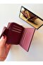 Women's Burgundy Multi-Compartment Zippered Snap-Fastener Wallet with Card Holder and Coin Compartment - 3
