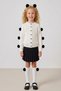 Girl's Pompom Detailed 4-Piece Combination Set Knitwear Cardigan Skirt Headband Socks